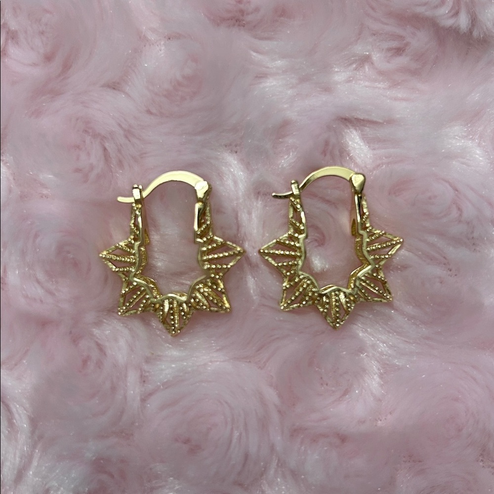 Gold Plated Brass Nickel Free Starburst Earrings | Aprx. 1 inch